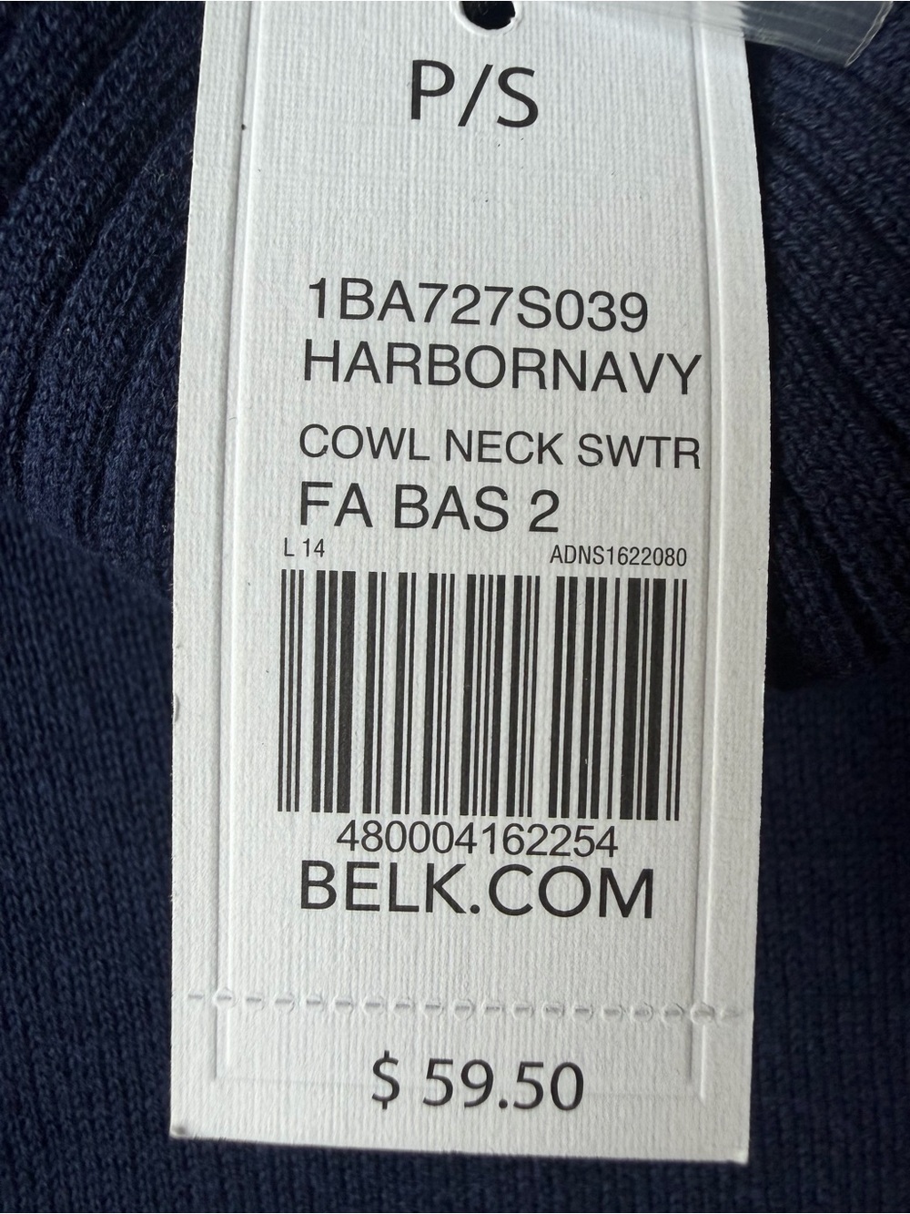 Crown & Ivy- Navy Cowl Neck Split SideSweater - Classic Cozy Knit - Picture 7 of 9